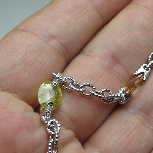 *925 Sterling Topaz, Citrine Silver Bracelet - Picture 2 of 3